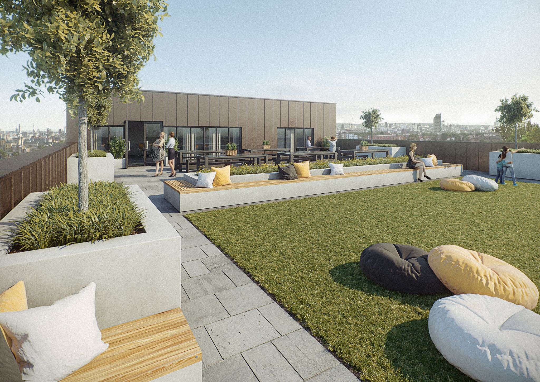 Landscaped rooftop gardens at the Waterhouse Manchester